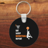 Eat Sleep Basketball Herhaal Basketball Boys en Gi Sleutelhanger (Voorkant)