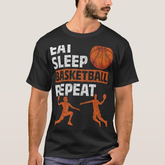 Eat Sleep Basketball Herhaal Basketball Player Bas T-shirt (Voorkant)