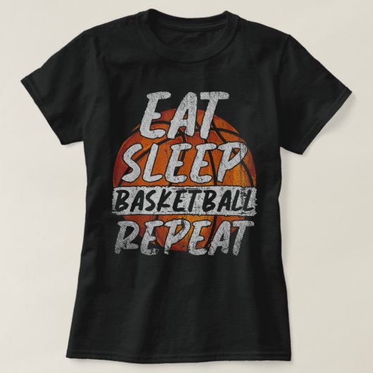 Eat Sleep Basketball Herhaal Basketball Player Bas T-shirt (Design voorkant)
