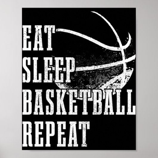 Eat Sleep Basketball Herhaal Basketball Player Coa Poster (Voorkant)