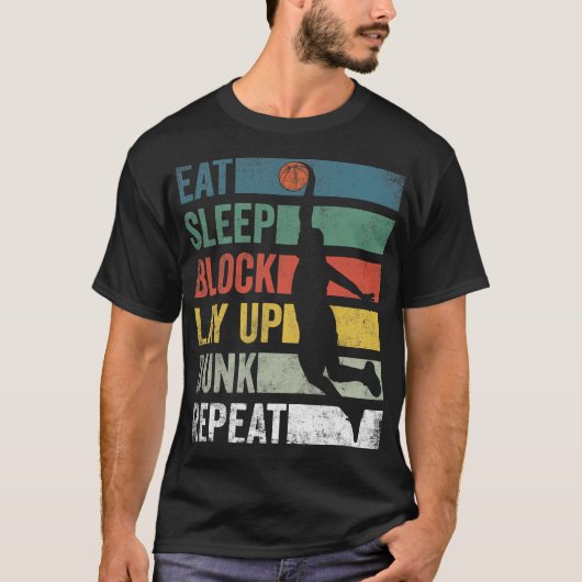 Eat Sleep Basketball Herhaal Basketball Player T-shirt (Voorkant)