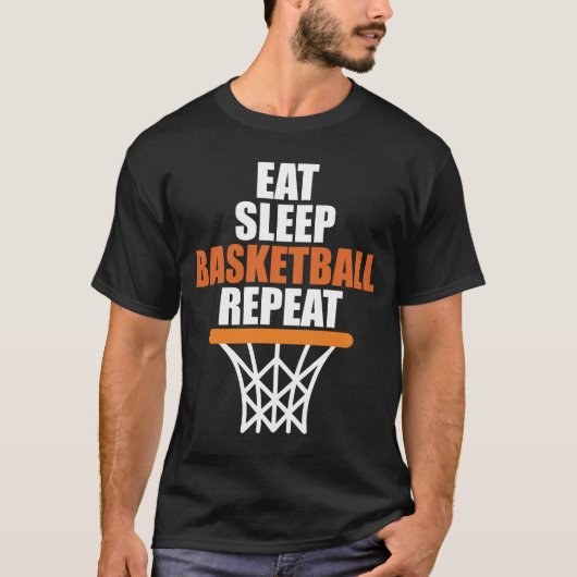 Eat Sleep Basketball Herhaal Basketball T-shirt (Voorkant)