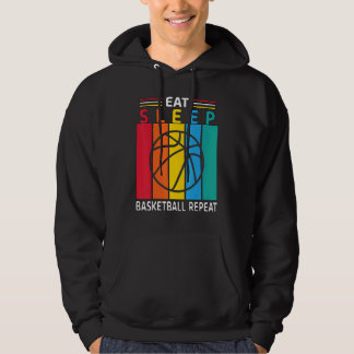 Eat Sleep Basketball Herhaal Basketbalspelers Rou Hoodie