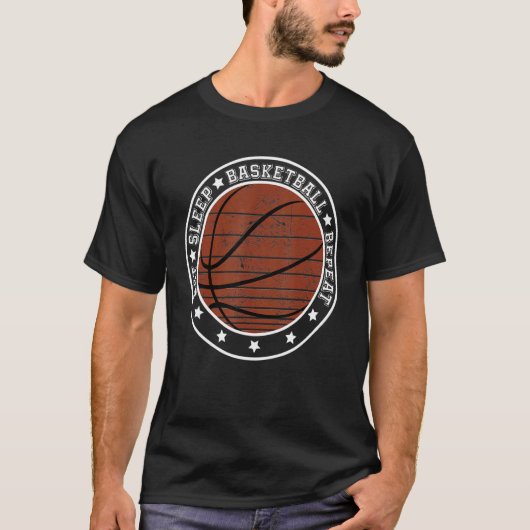 Eat Sleep Basketball Herhaal Boy Youth Kind Basket T-shirt (Voorkant)
