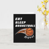Eat Sleep Basketball Herhaal Funny Kaart (Gele Bloem)