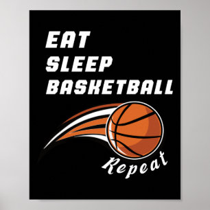 Eat Sleep Basketball Herhaal Funny Poster