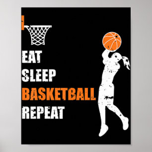 Eat Sleep Basketball Herhaal Girls Basketball Play Poster