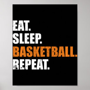 Eat Sleep Basketball Herhaal Hoodie Poster