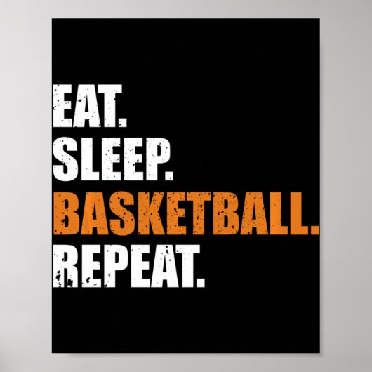 Eat Sleep Basketball Herhaal Hoodie Poster (Voorkant)