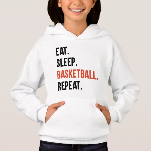 Eat Sleep Basketball Herhaal Kinder Hoodies (Voorkant)