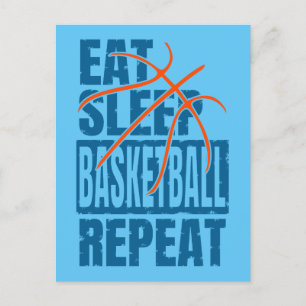 EAT SLEEP BASKETBALL HERHAAT BRIEFKAART