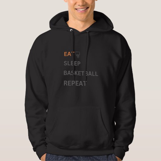 EAT SLEEP BASKETBALL HERHAAT HOODIE (Voorkant)
