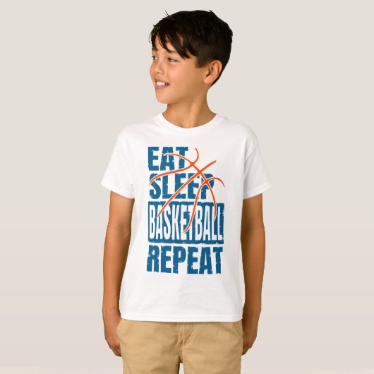 EAT SLEEP BASKETBALL HERHAAT T-SHIRT (Voorkant volledig)