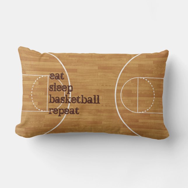 Eat Sleep Basketball Herhalen Court Pillow Kussen (Voorkant)