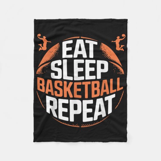 Eat Sleep Basketball Herhalen Fleece Deken (Voorkant)