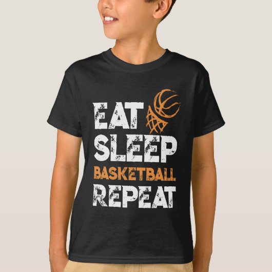 Eat Sleep Basketball Herhalen Gift Dunk T-shirt (Voorkant)