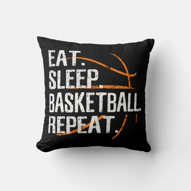Eat Sleep Basketball Herhalen - Gift for Basketbal Kussen (Voorkant)