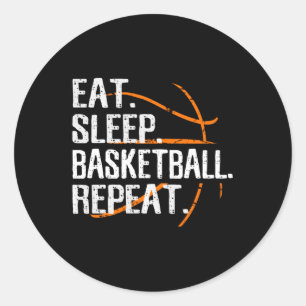 Eat Sleep Basketball Herhalen - Gift for Basketbal Ronde Sticker