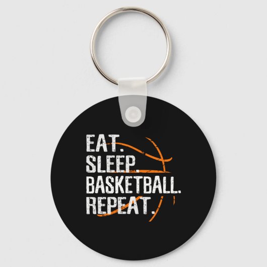 Eat Sleep Basketball Herhalen - Gift for Basketbal Sleutelhanger (Voorkant)