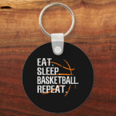 Eat Sleep Basketball Herhalen - Gift for Basketbal Sleutelhanger (Voorkant)