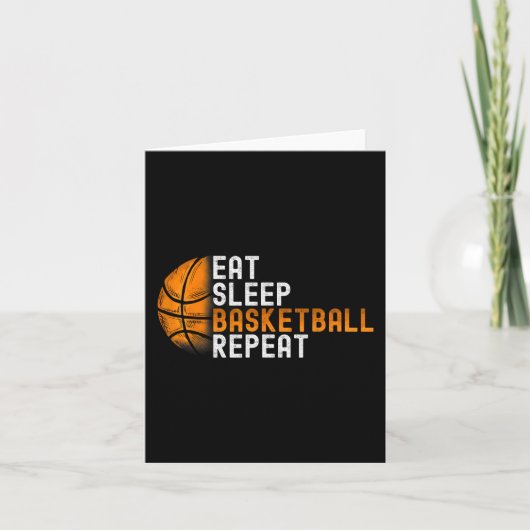 Eat Sleep Basketball Herhalen Kaart (Voorkant)