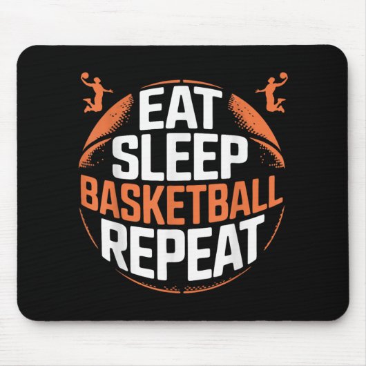 Eat Sleep Basketball Herhalen Muismat (Voorkant)