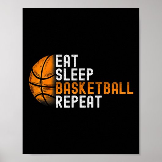 Eat Sleep Basketball Herhalen Poster (Voorkant)