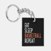 Eat Sleep Basketball Herhalen Sleutelhanger (Voorkant Links)