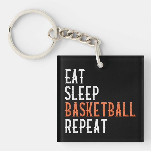 Eat Sleep Basketball Herhalen Sleutelhanger (Voorkant)