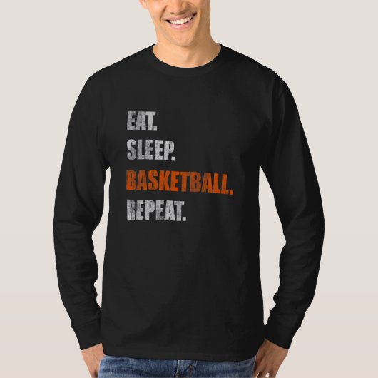 Eat Sleep Basketball Herhalen T-shirt (Voorkant)