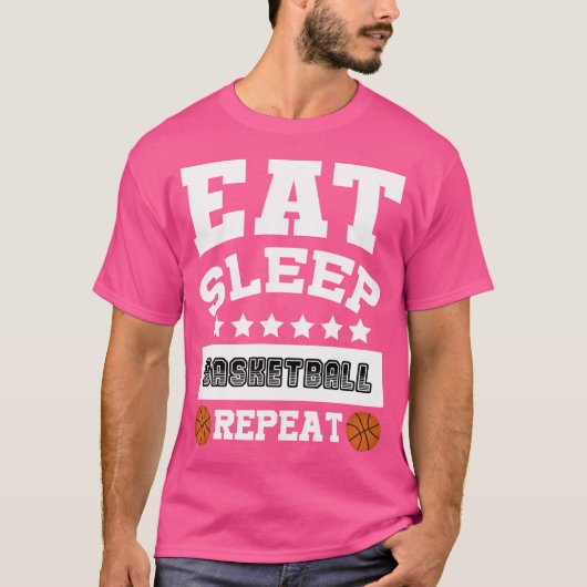 Eat Sleep Basketball Herhalen T-shirt (Voorkant)