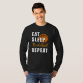 Eat Sleep Basketball Herhalen T-shirt (Voorkant volledig)