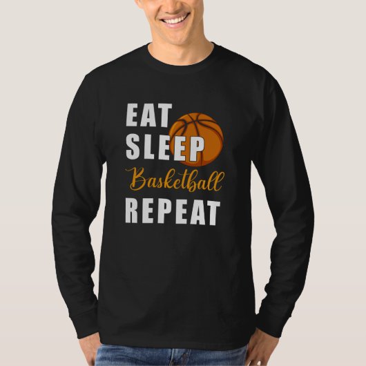 Eat Sleep Basketball Herhalen T-shirt (Voorkant)
