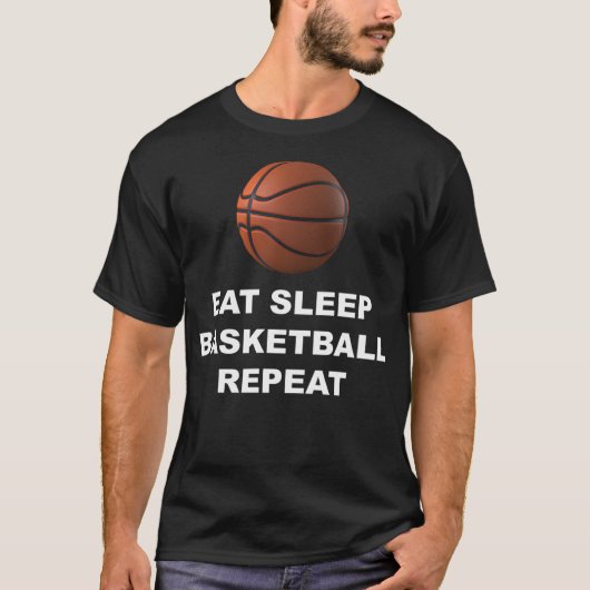 Eat Sleep Basketball Herhalen T-shirt (Voorkant)