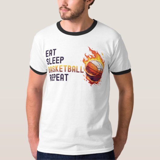 Eat Sleep Basketball Herhalen T-shirt (Voorkant)
