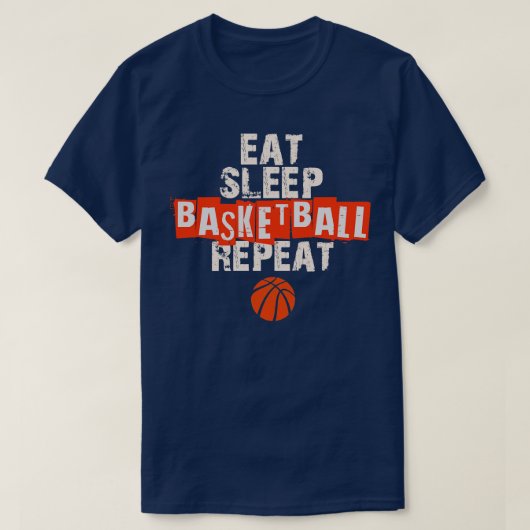 Eat Sleep Basketball Herhalen T-shirt (Design voorkant)
