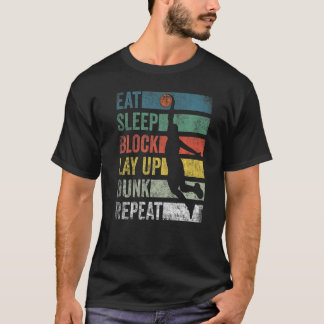 Eat Sleep Basketball Herhalen T-shirt