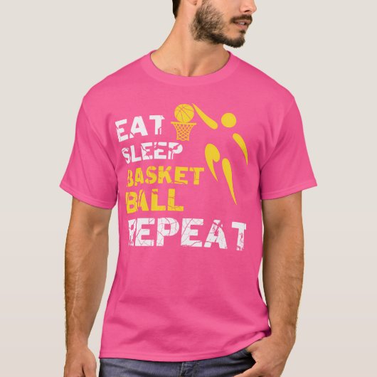 Eat Sleep Basketball Herhalen T-shirt (Voorkant)