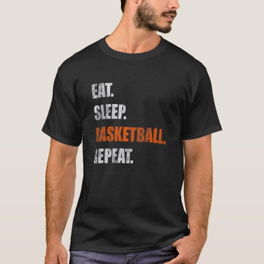 Eat Sleep Basketball Herhalen T-shirt (Voorkant)