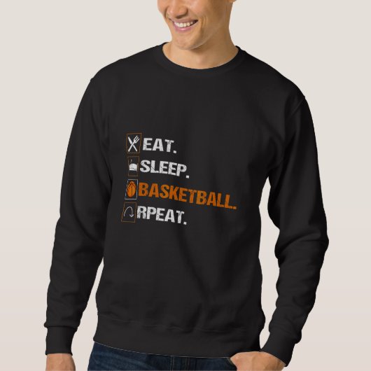 Eat Sleep Basketball Herhalen Trui (Voorkant)