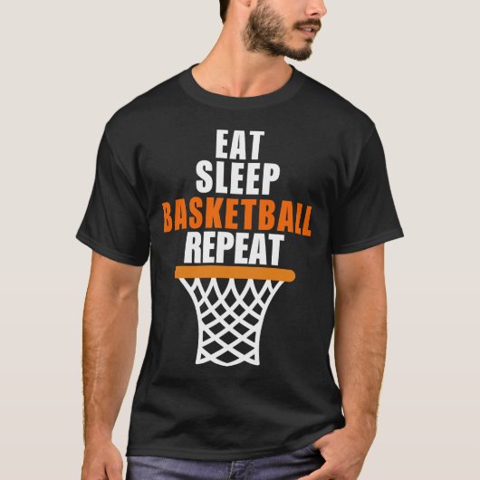 Eat Sleep Basketball Herhalen voor basketbalventil T-shirt (Voorkant)