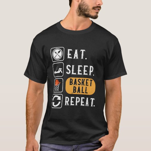 Eat Sleep Basketball Repeat Basketball T-shirt (Voorkant)
