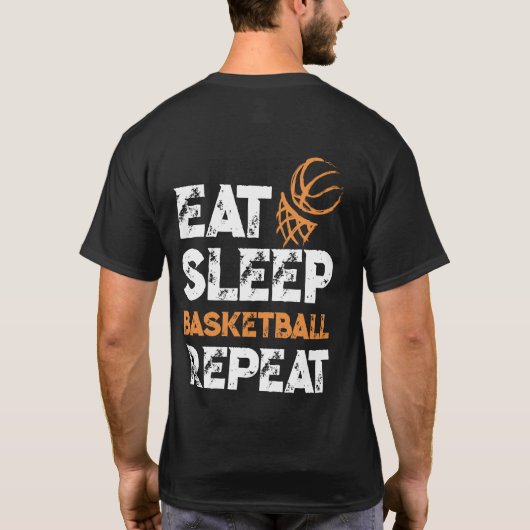 Eat Sleep Basketball Repeat Gift Dunk T-shirt (Achterkant)