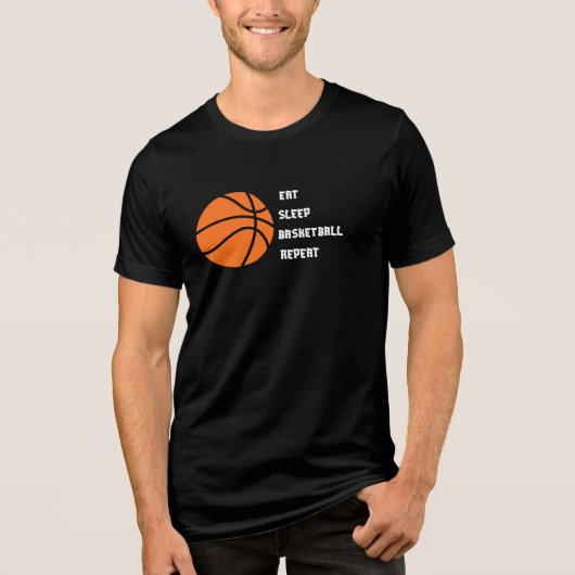 Eat Sleep Basketball Repeat on Unisex Tri-Blend Shirt (Voorkant)