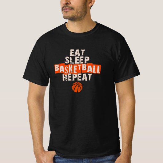 Eat, Sleep, Basketball, Repeat T-shirt (Voorkant)