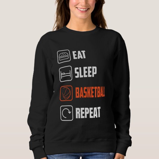 Eat Sleep Basketball Repeats Trui (Voorkant)
