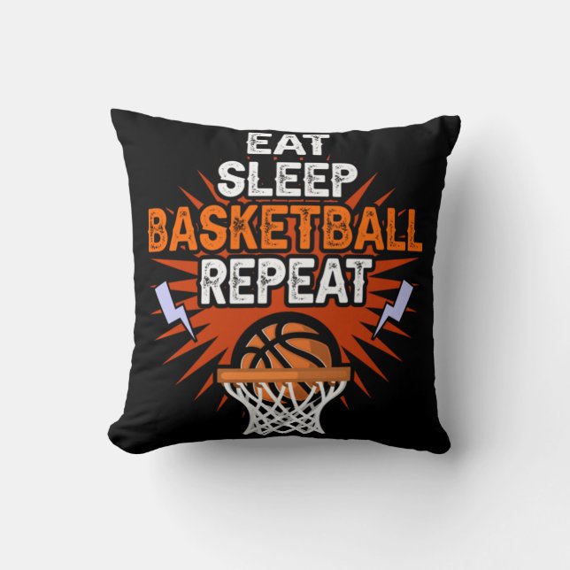 Eat Sleep Basketball Repo Player Gift Fun Basket Kussen (Voorkant)