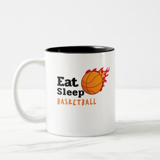 Eat Sleep Basketball Tweekleurige Koffiemok (Links)