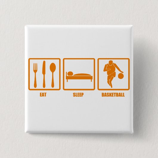 Eat Sleep Basketball Vierkante Button 5,1 Cm (Voorkant)
