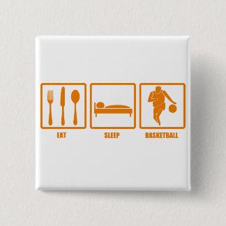 Eat Sleep Basketball Vierkante Button 5,1 Cm